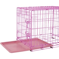 Frisco Fold & Carry Single Door Collapsible Wire Dog Crate, Pink -Dog Supplies Store 160806 PT3. AC SS1800 V1561066324