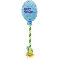 Frisco Birthday Balloon Plush With Rope Squeaky Dog Toy