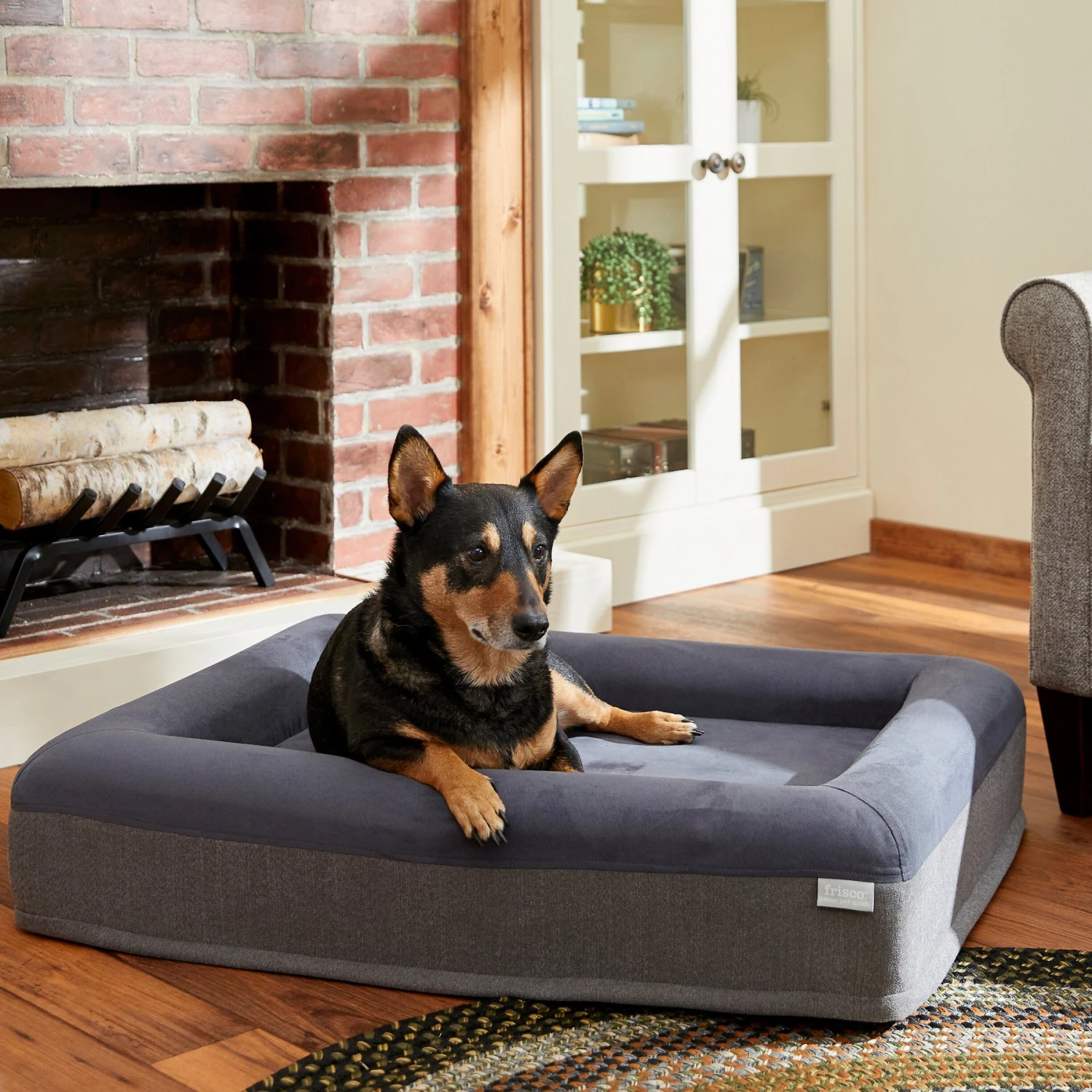Frisco Orthopedic Rectangular Bolster Cat & Dog Bed W/Removable Cover 3 Frisco Orthopedic Rectangular Bolster Cat & Dog Bed W/Removable Cover