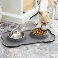 Frisco Silicone Stainless Steel Double Diner Dog & Cat Bowl -Dog Supplies Store 215990 PT7. AC SS1800 V1605658625