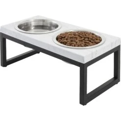 Frisco Marble Print Stainless Steel Double Elevated Dog Bowl -Dog Supplies Store 216017 PT2. AC SS1800 V1591020395
