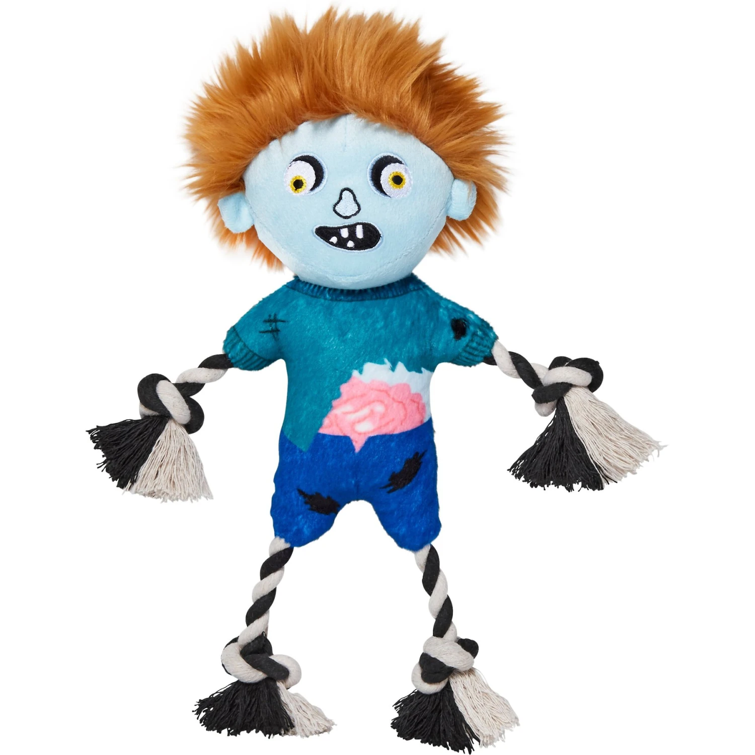 Frisco Zombie Boy Plush With Rope Squeaky Dog Toy 3 Frisco Zombie Boy Plush With Rope Squeaky Dog Toy