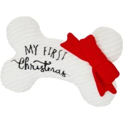 New Arrival 3 Frisco Holiday My First Christmas Bone Plush Squeaky Dog Toy