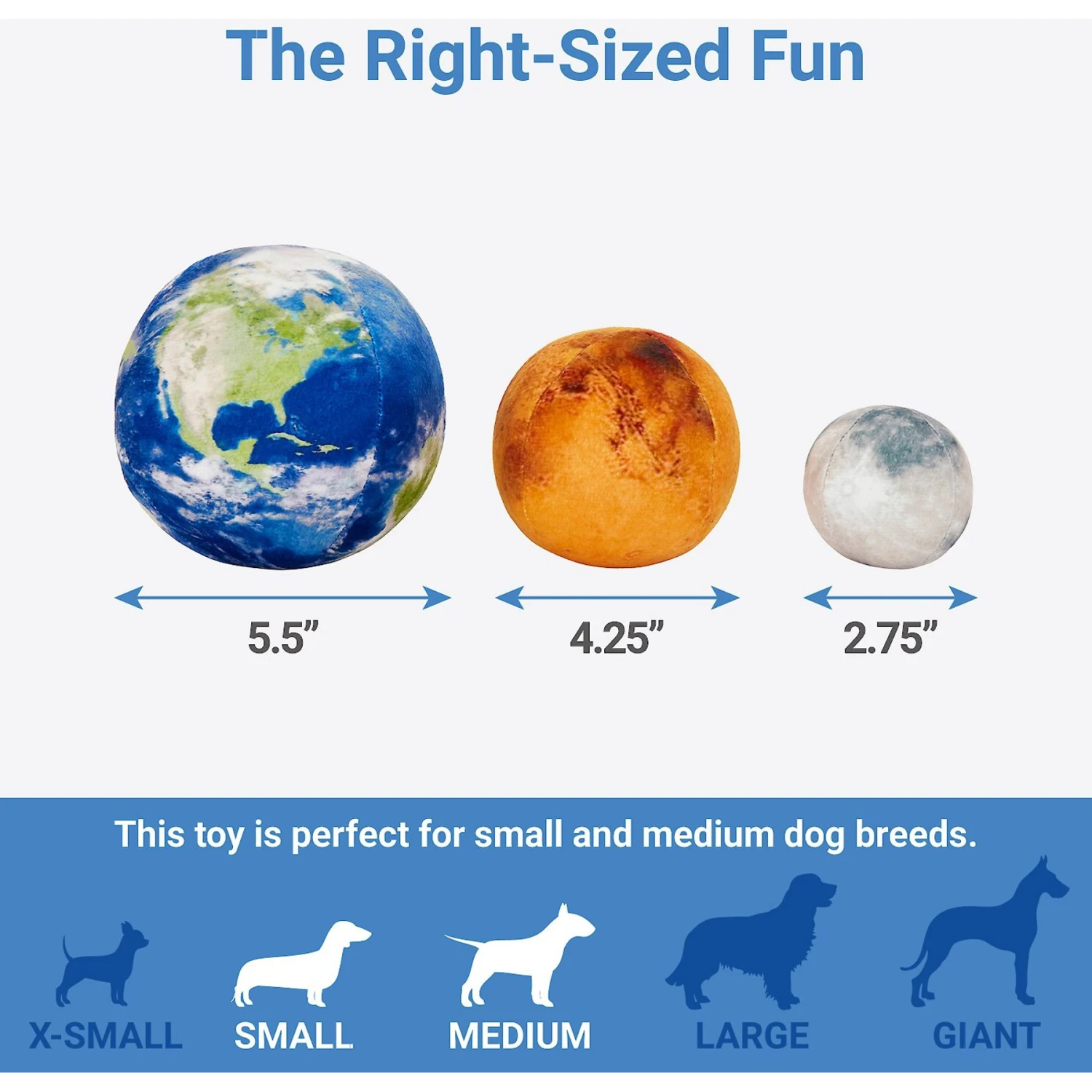 Frisco Earth, Mars, And Moon Plush Squeaky Dog Toy 4 Frisco Earth, Mars, And Moon Plush Squeaky Dog Toy - Image 2