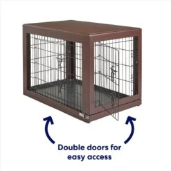 Frisco Double Door Furniture Style Dog Crate, Brown -Dog Supplies Store 253033 PT3. AC SS1800 V1617644270