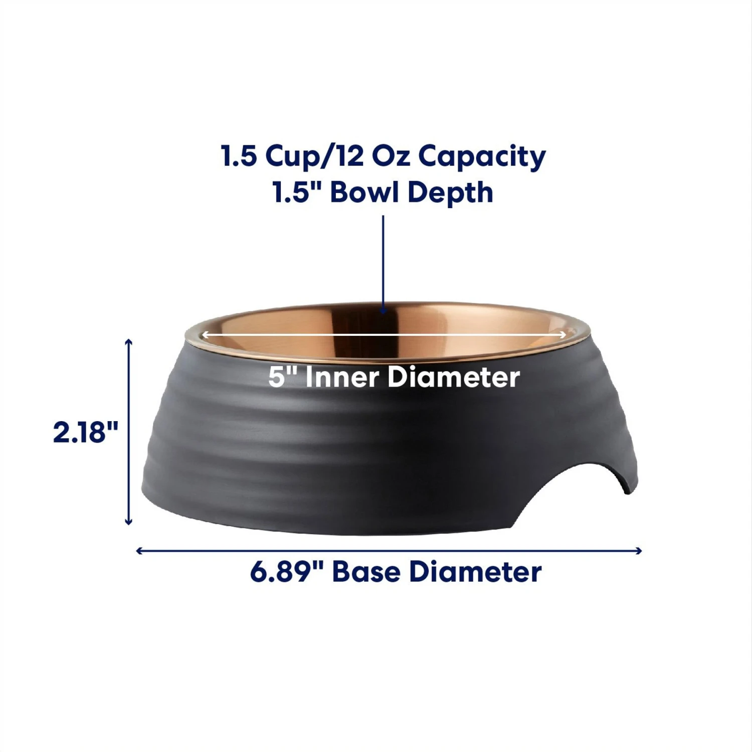 Frisco Matte Black Design Light Copper Stainless Steel Dog & Cat Bowl 4 Frisco Matte Black Design Light Copper Stainless Steel Dog & Cat Bowl - Image 2