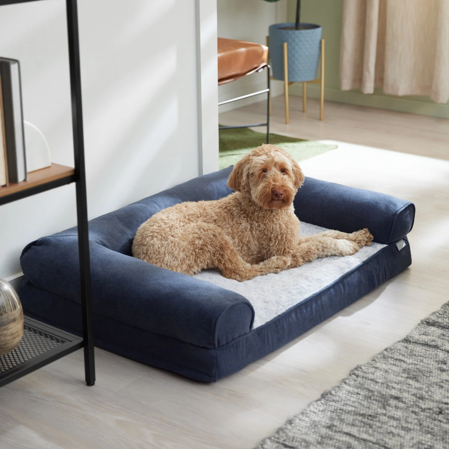 Frisco Faux Felt Orthopedic Sofa Bolster Dog Bed W/Removable Cover 3 Frisco Faux Felt Orthopedic Sofa Bolster Dog Bed W/Removable Cover