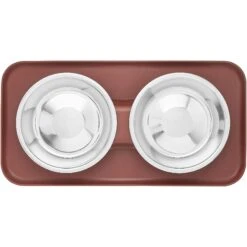 Frisco Silicone Stainless Steel Double Diner Dog & Cat Bowl, Brown -Dog Supplies Store 277551 PT4. AC SS1800 V1627935079