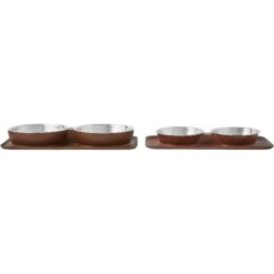 Frisco Silicone Stainless Steel Double Diner Dog & Cat Bowl, Brown -Dog Supplies Store 277551 PT5. AC SS1800 V1627936139