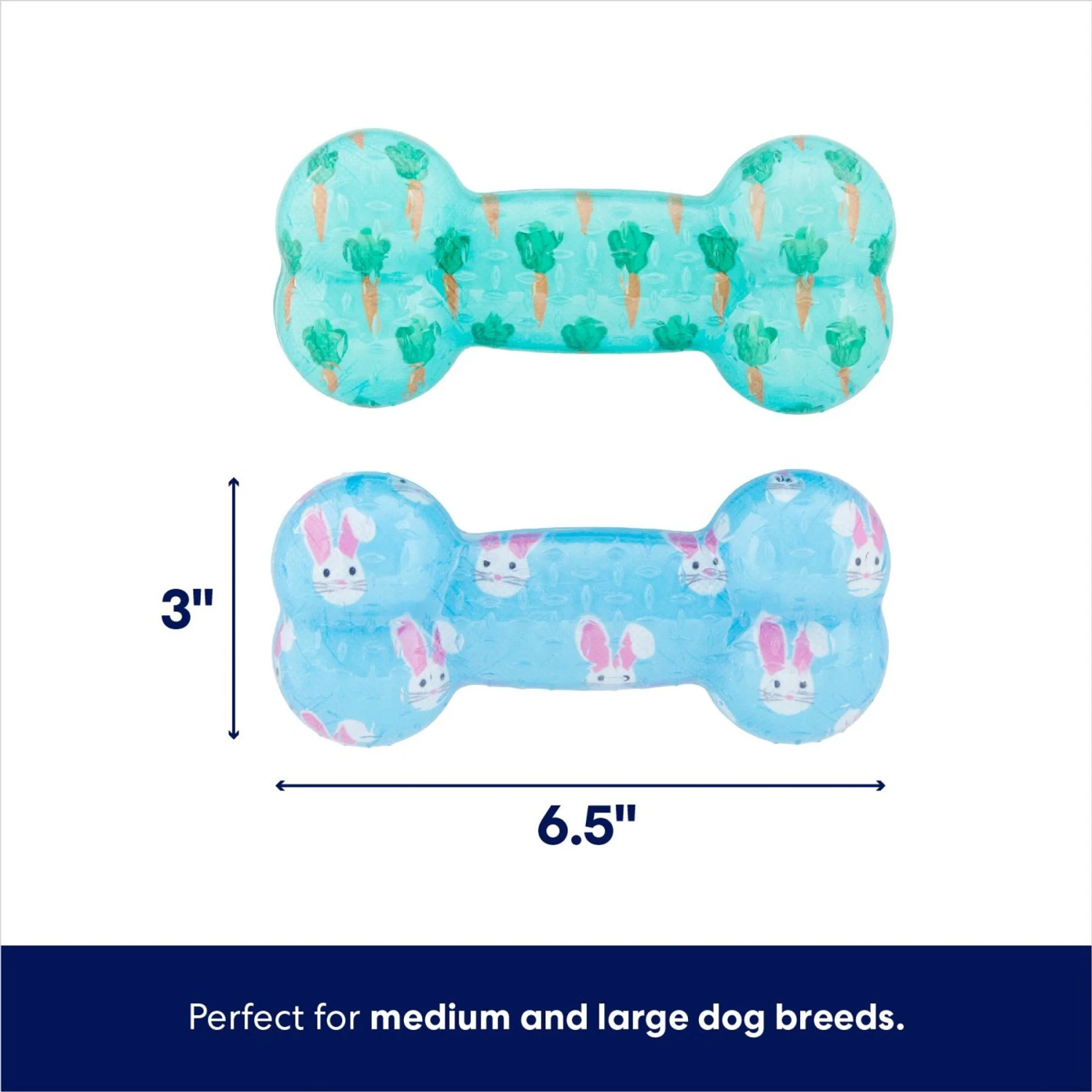 Frisco Easter TPR Bone Squeaky Dog Toy, Medium/Large, 2 Count 4 Frisco Easter TPR Bone Squeaky Dog Toy, Medium/Large, 2 Count - Image 2