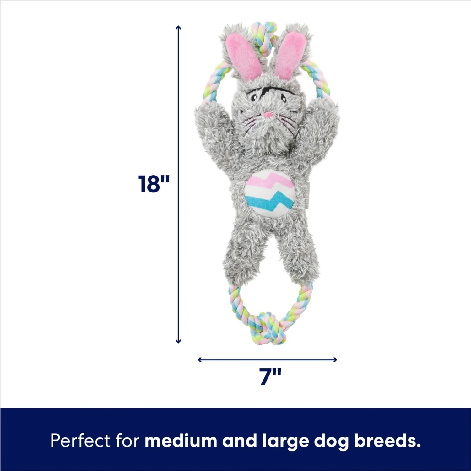 Frisco Easter Bunny Plush With Rope Squeaky Dog Toy 4 Frisco Easter Bunny Plush With Rope Squeaky Dog Toy - Image 2