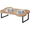 Frisco Premium Wood Elevated Bone Shape Stainless Steel Double Diner Dog & Cat Bowl, 3 Cup -Dog Supplies Store 331497 MAIN. AC SS1800 V1657656891