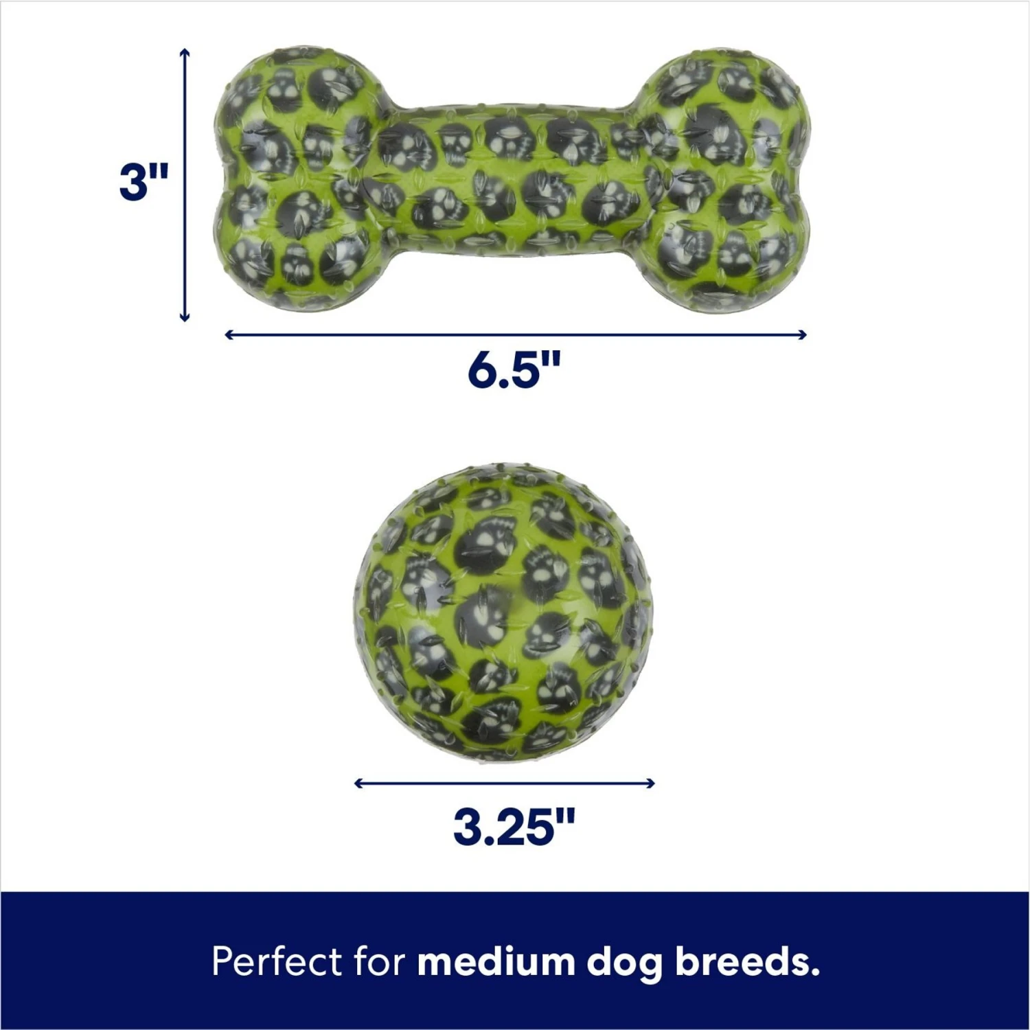 Frisco Halloween Glow In The Dark TPR Squeaky Bone & Ball Dog Toy 4 Frisco Halloween Glow In The Dark TPR Squeaky Bone & Ball Dog Toy - Image 2