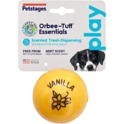 Planet Dog Orbee-Tuff Essentials Vanilla Scented Interactive Dog Ball Treat Dispenser Toy, Yellow -Dog Supplies Store 367765 PT6. AC SS1800 V1644523906
