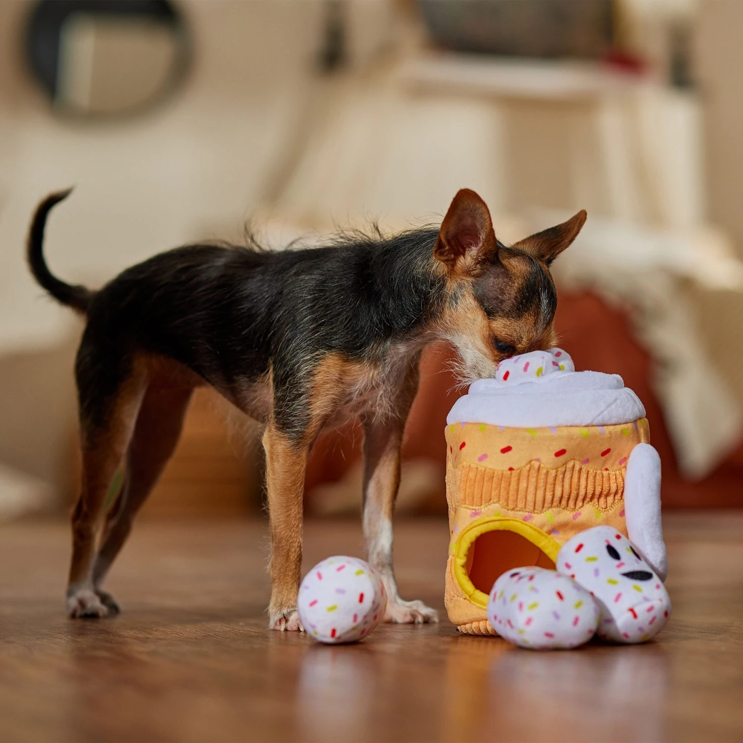 Frisco Halloween Fall Latte Hide & Seek Puzzle Plush Squeaky Dog Toy 6 Frisco Halloween Fall Latte Hide & Seek Puzzle Plush Squeaky Dog Toy - Image 4