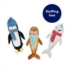 Frisco Holiday Arctic Friends Stuffing-Free Skinny Plush Squeaky Dog Toy -Dog Supplies Store 739878 PT2. AC SS1800 V1694813220