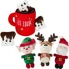 Frisco Holiday Santa's Helpers Plush Squeaky Dog Toy, 3 Count & Frisco Holiday Hot Cocoa Hide & Seek Puzzle Plush Squeaky Dog Toy -Dog Supplies Store 986230 MAIN. AC SS1800 V1698258405